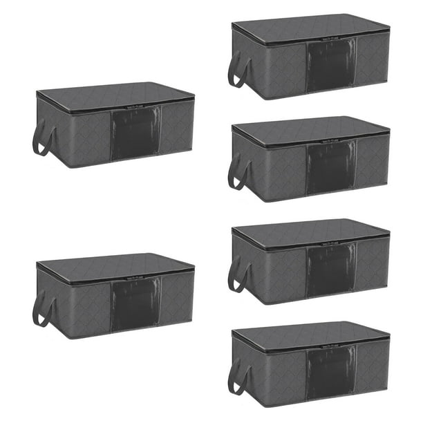 6 bolsas de almacenamiento de ropa, contenedores de almacenamiento gruesos y plegables con ventana transparente, bolsas de almacenamiento de mantas, 60L 55x35x32cm