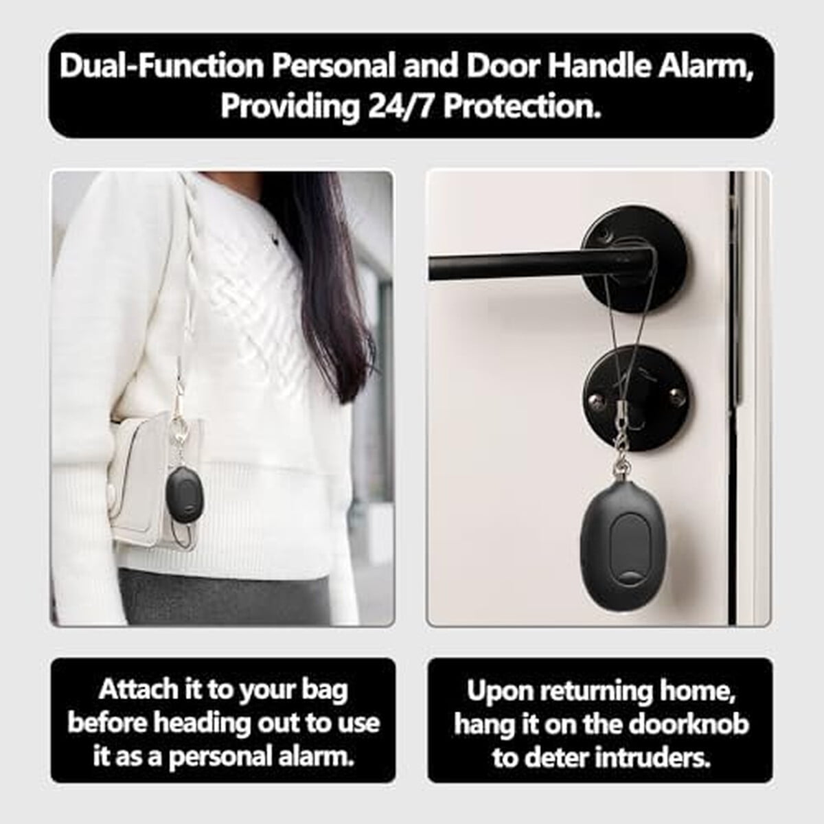 Papasafety - Alarma Personal 3en1 130db Manilla Puerta Gas Pimienta