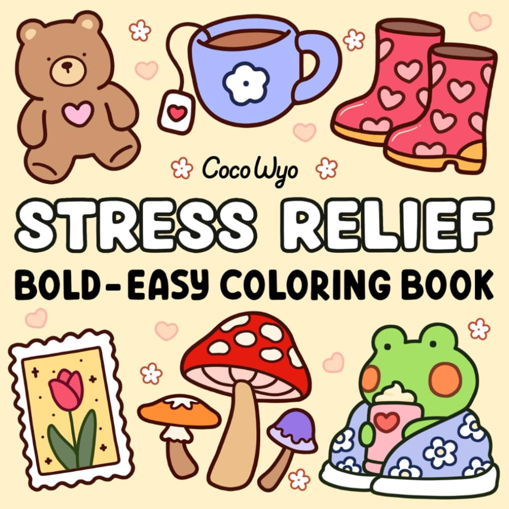 Libro Para Colorear Coco Wyo: Alivio Del Estrés, Diseños Grandes Y Fáciles