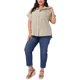 thumbnail image 2 of Agnes Orinda Camisas de Mujer Tallas Grandes con Botones, Cuello con Solapa, Mangas Cortas Enrolladas, Dobladillo Dividido, Blusas de Verano, Tops Casuales con Bolsillo 2X Beige, 2 of 5