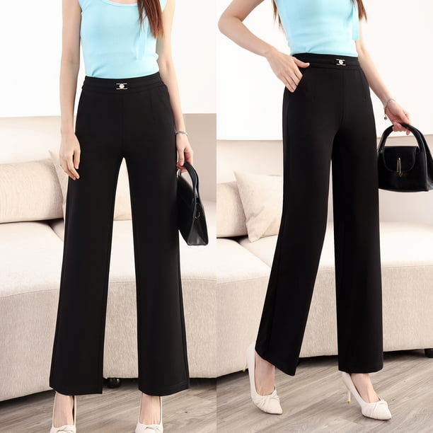 Pantalones Eadodo Pierna Recta Negro Mujer