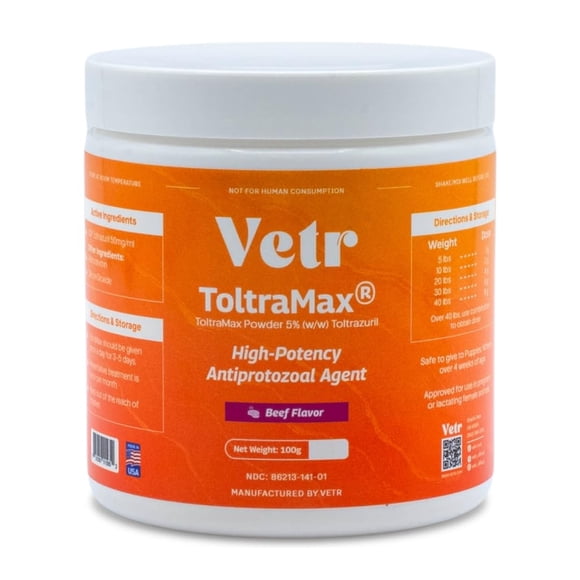 Toltramax en polvo Toltrazuril 5% para caballos, perros y gatos 100 g