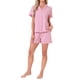 thumbnail image 2 of INSPIRE CHIC Conjunto de Salón para Mujer Estampado de Fresas Volantes con Volantes Patrón Lindo Botón Abajo Manga Corta Conjunto de Pijamas Cortos 2XL Rosa Intenso, 2 of 6
