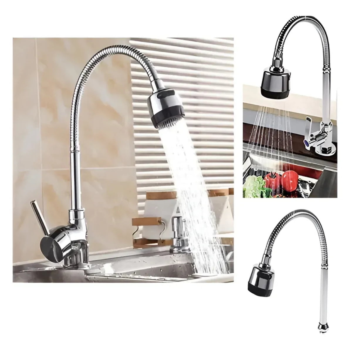 Movi - Cuello Flexible Para Lavaplatos Universal, Gira 360 Y Ahorra Agua