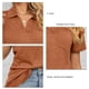 thumbnail image 5 of Camiseta de mujer de color puro con solapa, manga corta, cuello en V, informal, de verano, para casa, oficina, compras y actividades al aire libre., 5 of 6