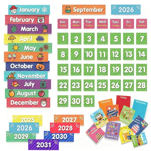 Kit de Tarjetas Didácticas EAMAY 71 piezas – Calendario para educación en casa