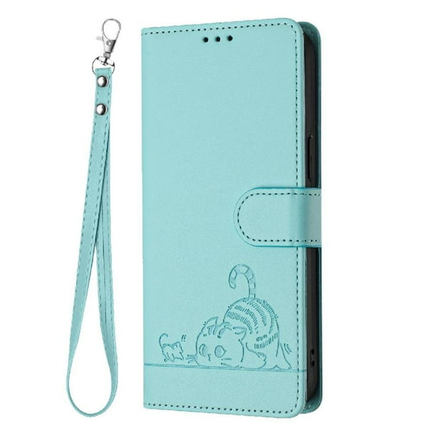 Funda tipo cartera FOXDOCK para Samsung Galaxy A05 4G con soporte, ranuras, RFID, diseño de gato