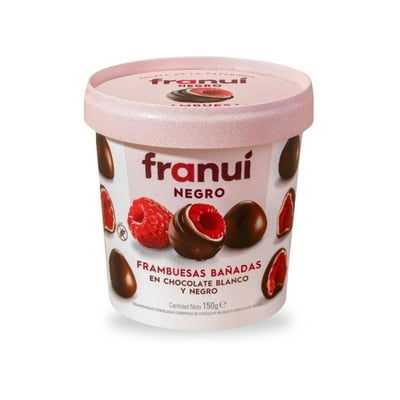 Frambuesas Bañadas Chocolate Blanco Y Negro Pote 150 G Franui