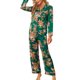 thumbnail image 2 of INSPIRE CHIC Conjunto de Pijama de Satén Floral para Mujer, Manga Larga, Abotonado, con Solapa Muescada para Otoño Invierno S Verde, 2 of 5