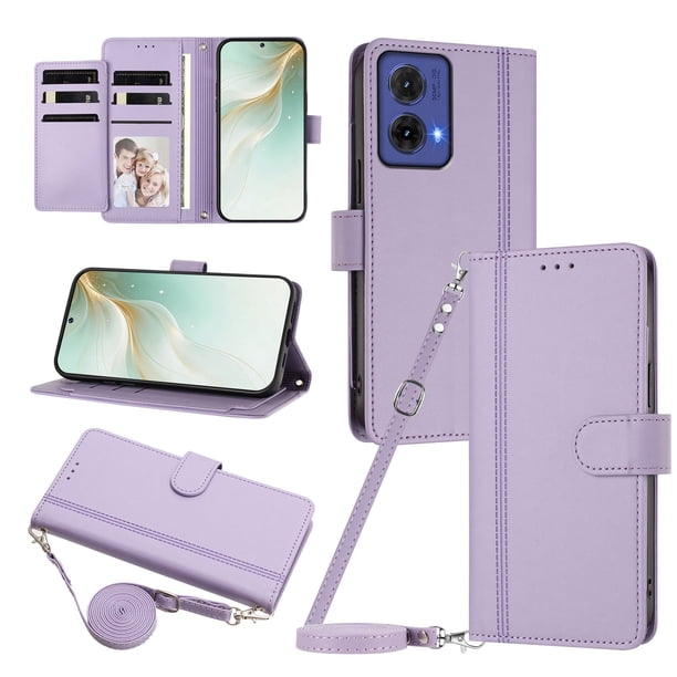 Motorola MOTO G85 5G Funda Billetera con Cierre Magnético, Morado Claro