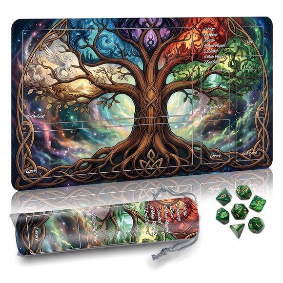 Tapete de juego Partypda MTG 61 x 36 cm impermeable antideslizante con dados