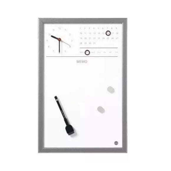 Pizarra Bi-Cg0117152 Magnética Reloj 45X30 Cm Gris