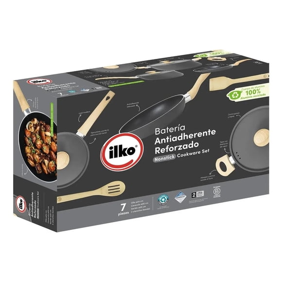 Bateria Cocina Ilko 7 Piezas Negro