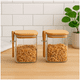 thumbnail image 1 of Set 2 Frasco Contenedor 1400mL 15cm Cuadrado Cuchara Bambú, 1 of 3