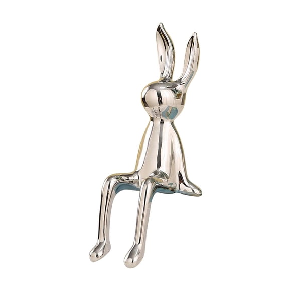 Estatua De Conejo De Cerámica Moderna, Adorno Electrochapado, Figura De Conejito, Argenta