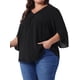 thumbnail image 4 of Agnes Orinda Conjuntos de Halloween para Mujeres Tallas Grandes Blusa de Gasa Cuello en V Manga 3/4 Verano Casual Túnica 3X Todo Negro, 4 of 6