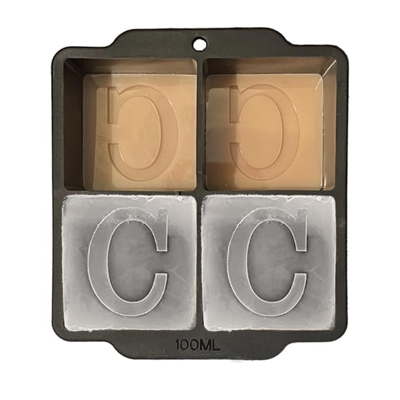 Bandeja de cubitos de hielo ZXYJJN 5 cm monogramada de silicona con 4 cavidades