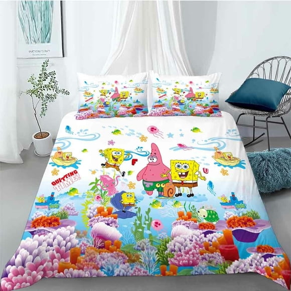 Sponge Sea Octopus Duvet Quilt Covers Pillow Case Bedding Sets3-Piece Bedding Set (1 Duvet Cover + 2 Pillow Shams)
