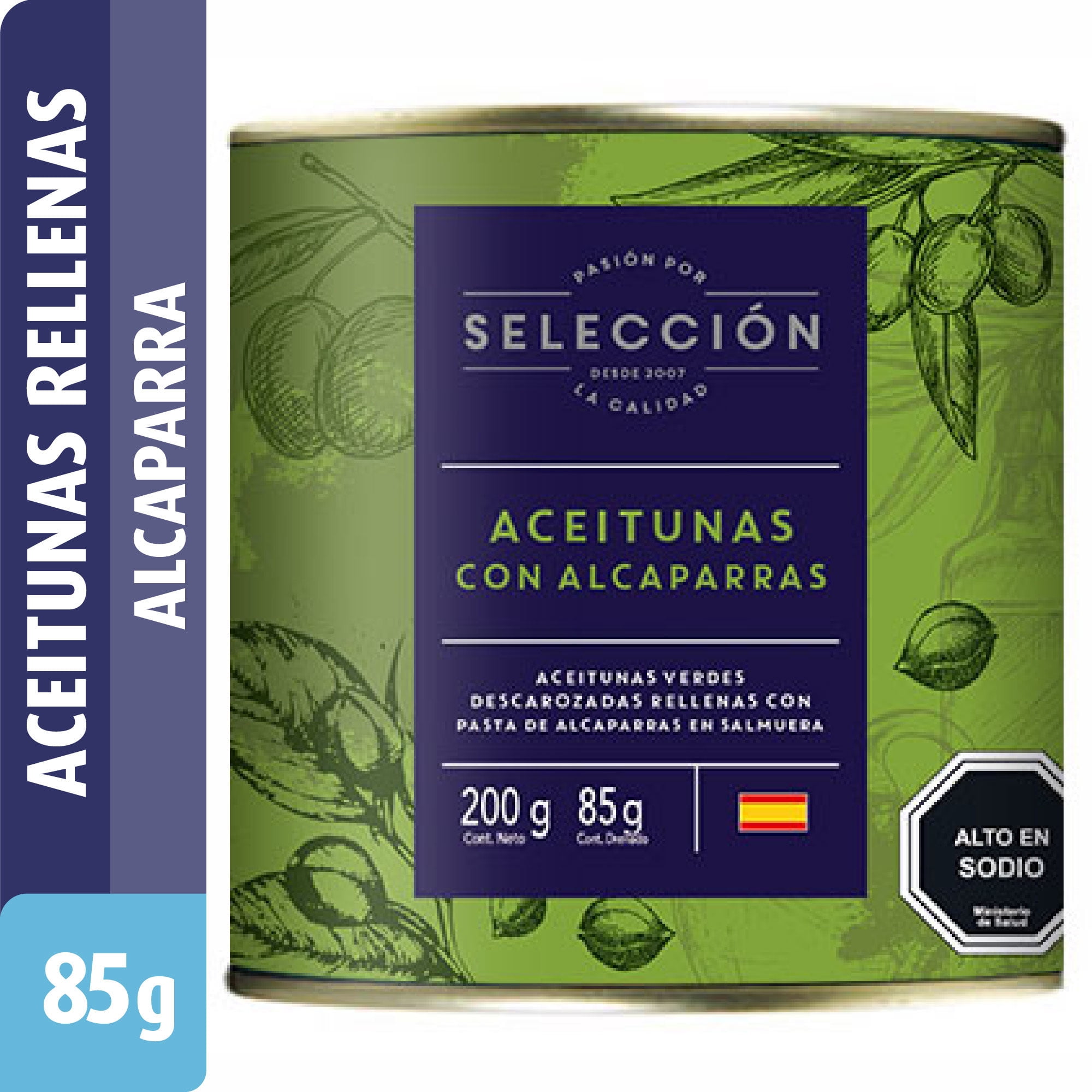 Aceitunas Rellenas Con Alcaparras Drenado 85 g - Neto 200 g Selección