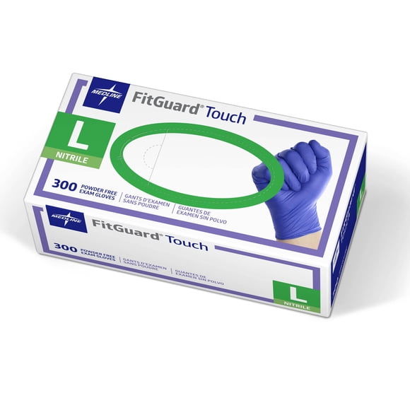 Guantes de nitrilo para exámenes Medline FitGuard Touch 300, talla grande