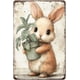thumbnail image 1 of Letrero estaño conejo Pascua retro conejo vintage metal hogar jardín sala decoración pared Pascua 20x30cm, 1 of 6