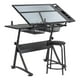 thumbnail image 1 of Mesa De Dibujo Profesional Negra Tablero De Vidrio Ajustable, Incluye un taburete, 1 of 6