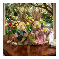 Genérico - Estatuilla Conejito Pareja De Paja Ornamento Pascua Pequeña