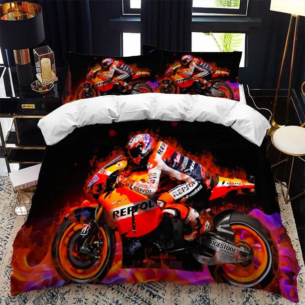 Motorcycle Rider Bedding Set Boys Girls Duvet Cover Pillowcase Bed Kids Adult Fashion Home Textileextile
