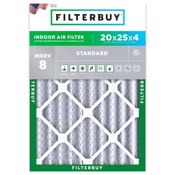 Filtro de aire Filterbuy MERV 8 20x25x4 Essential Polvo Allergy
