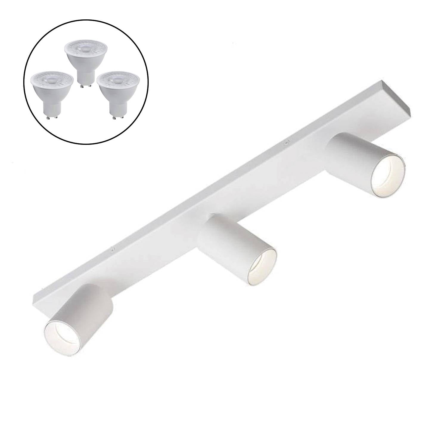 Megabright - Foco Spotlight Blanco 3x Con Ampolleta 5,5 W Gu-10 Neutro M