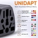 thumbnail image 3 of Adaptador de enchufe de viaje Unidapt EE. UU. A UE, AU, Reino Unido, Nueva Zelanda, CN (tipo B), 3 of 8