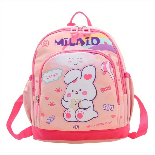 New Kindergarten School Bag Suitable For Aged 3-5 Boys And Girls Cartoon Cute Rabbit Lightweight Backpack