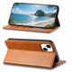 thumbnail image 3 of Funda tipo cartera para iPhone 14 de piel con cierre magnético, ranuras para tarjetas y correa para la muñeca Marrón, 3 of 6