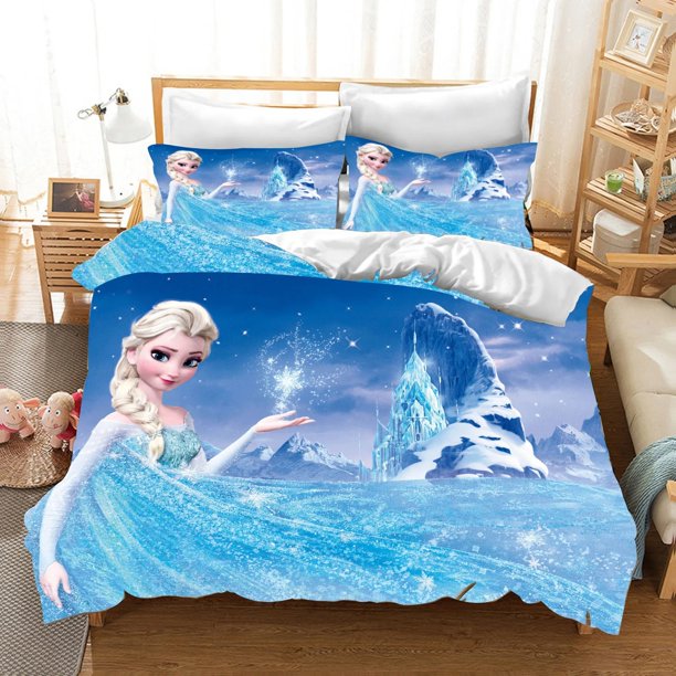 Frozen Princess Elsa duvet cover pillowcase, home bedroom bedding set, girl duvet cover gift duvet cover three-piece set Bed Sheets