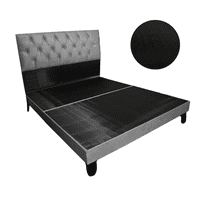 Mueblart - Base De Cama Con Respaldo A Piso King Negro Eco Cuero