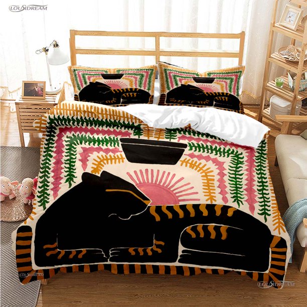 Ancient Egyptian Abstract Duvet Cover Tiger Leopard Bedding sets Soft Quilt Cover and Pillowcases Teens Single/Double/Queen/ Bed Sheets