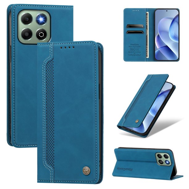Funda Billetera para Honor X6b/Honor X6a 4G Imán y Resistente Azul
