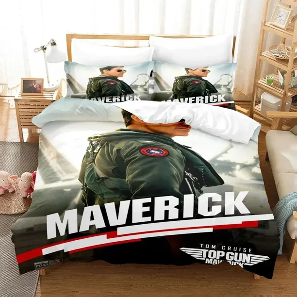 TV Top Gun Maverick Bedding Set Boys Girls Size Duvet Cover Pillowcase Bed Kids Adult Fashion Home Textileextile Bed Sheets