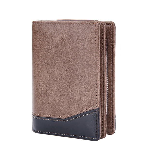 Cartera de PU para hombre, tarjetero de piel lisa, billetera delgada minimalista para hombre.