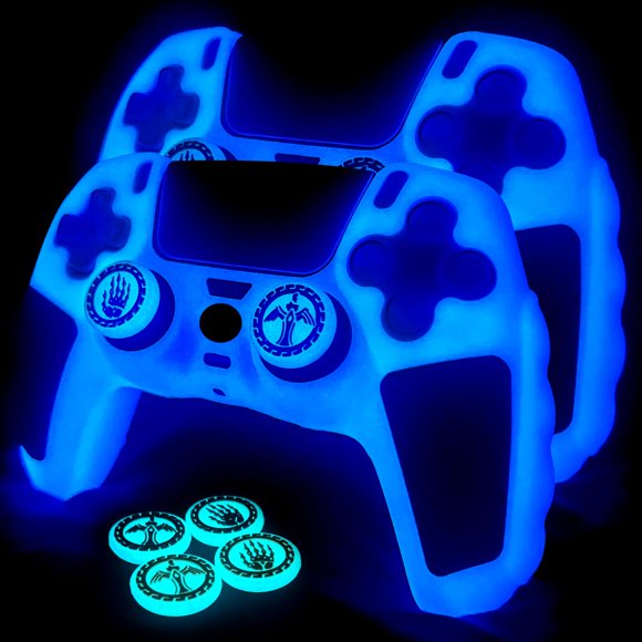 Capa para mando HLRAO que brilla en la oscuridad - Pack de 2 (azul/negro)
