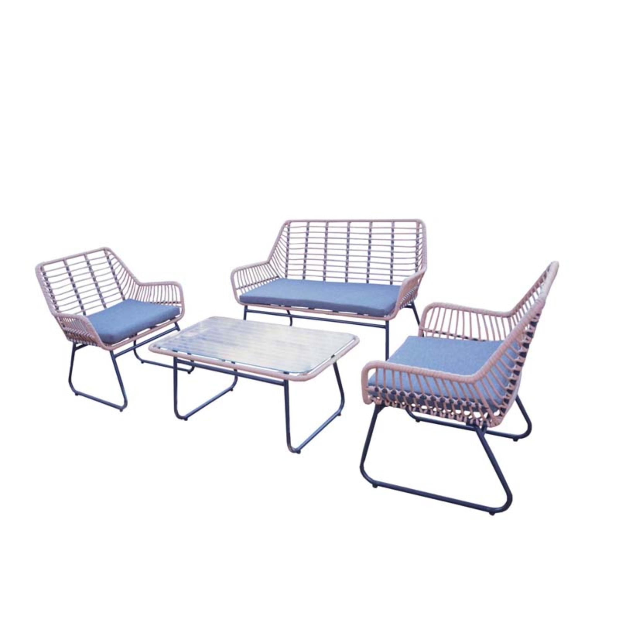 Mainstays - Juego Terraza 4 Piezas Marrón - Gris