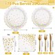 thumbnail image 2 of Set de Platos y Servilletas Desechables Blanco y Dorado 175 Piezas, 2 of 3