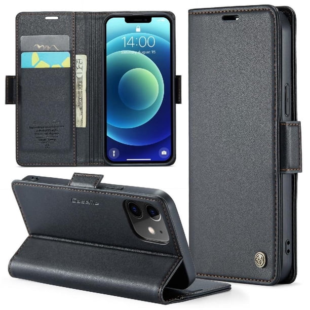 CaseMe tipo cartera iPhone 12 Mini con cierre magnético, RFID, tarjetero, soporte, carga inalámbrica