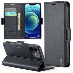 Caseme Tipo Cartera Iphone 12 Mini Con Cierre Magnético, Rfid, Tarjetero, Soporte, Carga Inalámbrica