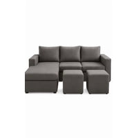 Vitelio - Sofa Seccional L 3 Cuerpos Gris Felpa