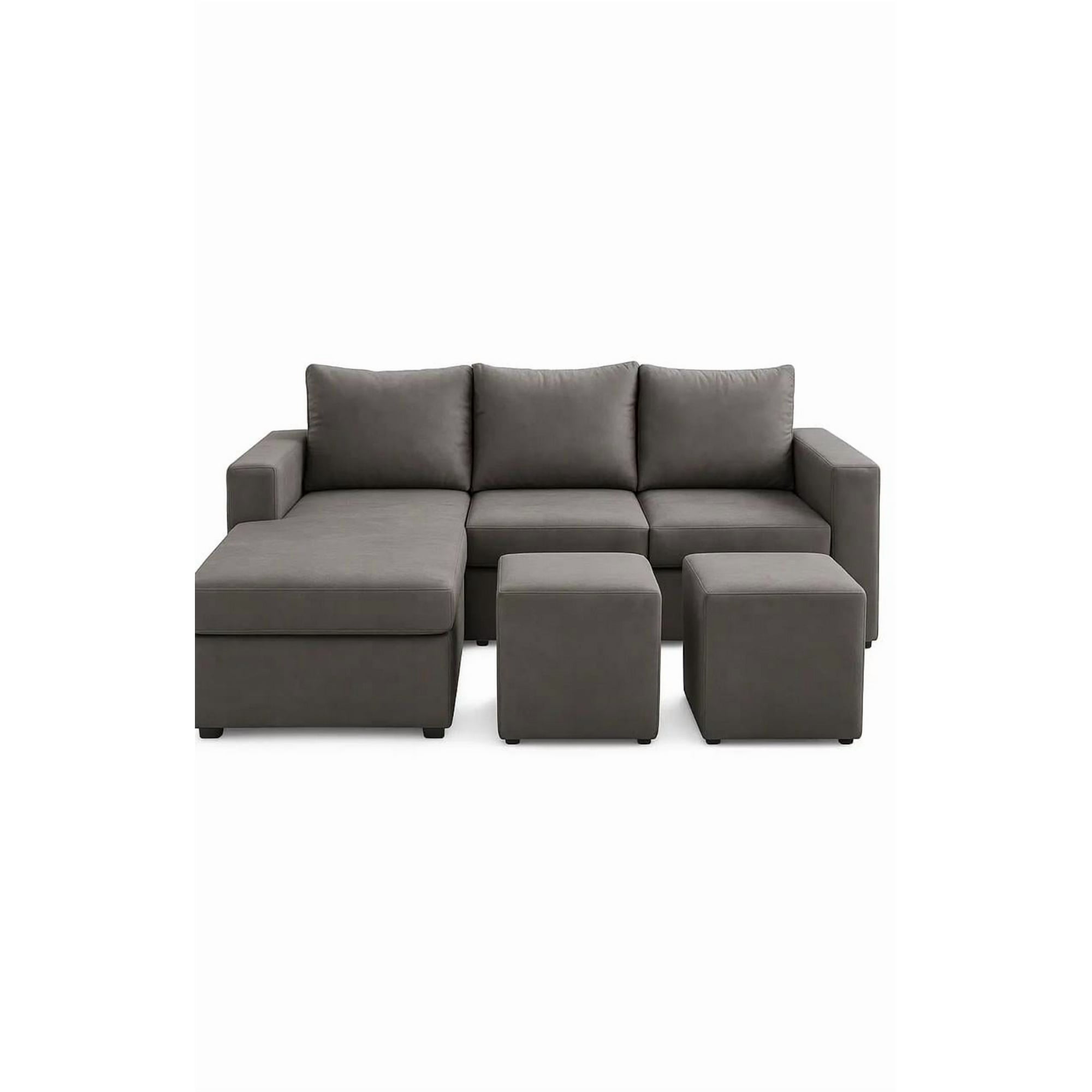 Vitelio - Sofa Seccional L 3 Cuerpos Gris Felpa