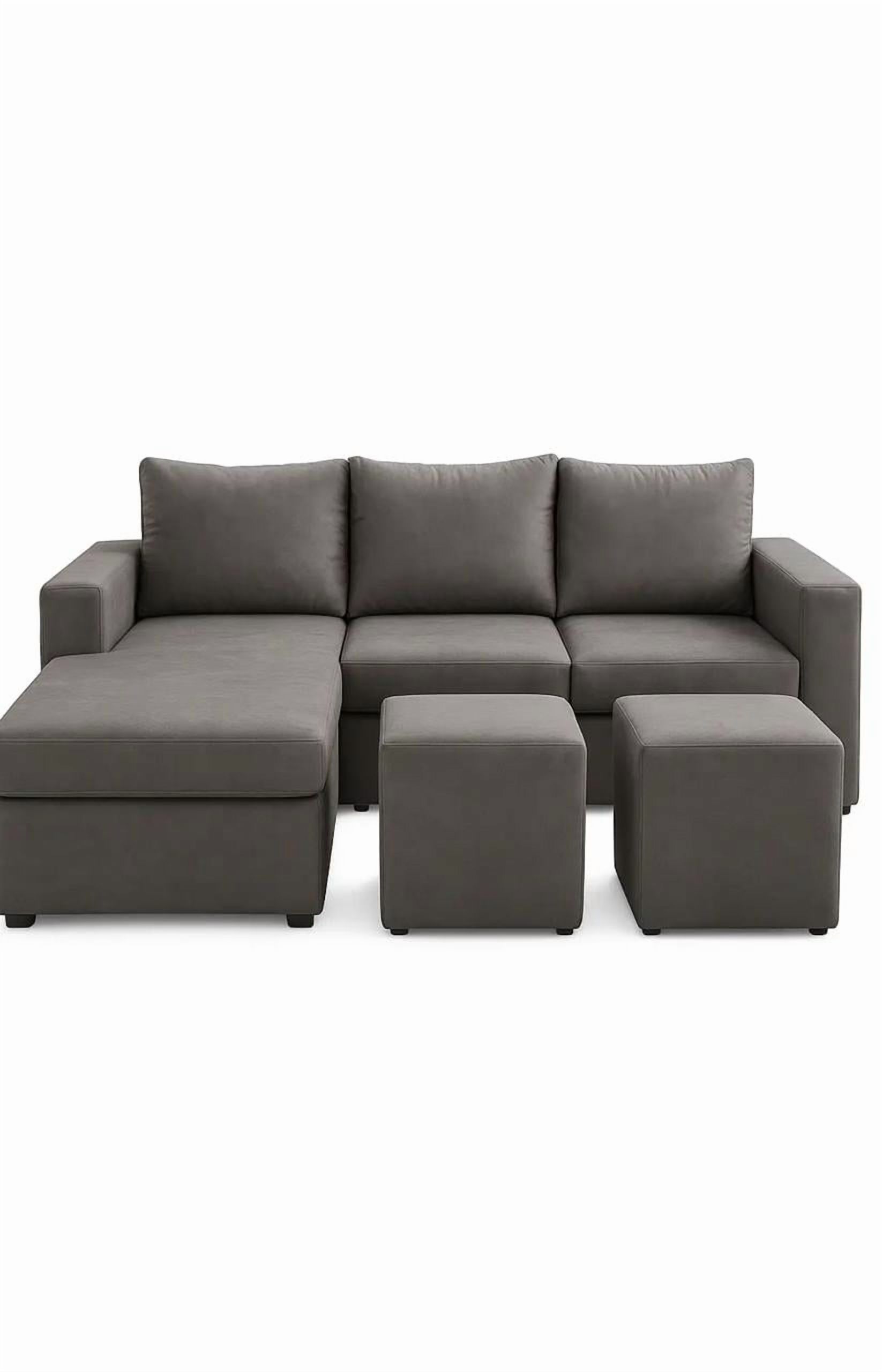 Vitelio - Sofa Seccional L 3 Cuerpos Gris Felpa