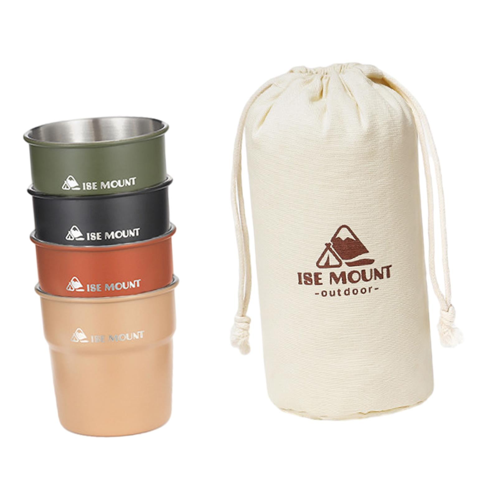 Ioensy - 4 Tazas De Acero Inoxidable De 300 Ml Para Acampar, Taza De Café Para Viajes, Acampar, Picnic, Estilo C