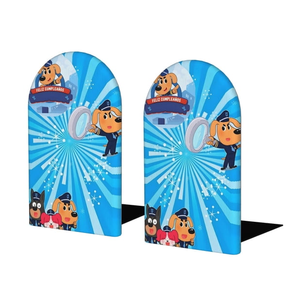 Sheriff Labrado Sujetalibros decorativos temáticos, tope para estantería con base antideslizante, uso dual para hogar y oficina - 2 piezas