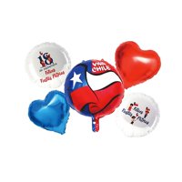 Genérico - Set De Globos Metalizados Viva Chile Para Decorar 5 Pzas